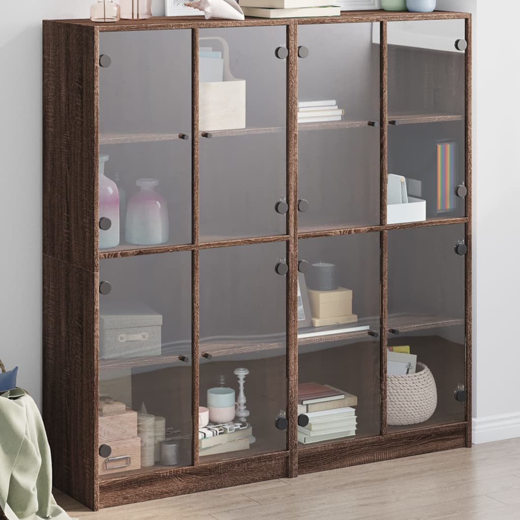 bogreol med låger 136x37x142 cm konstrueret træ brunt eg