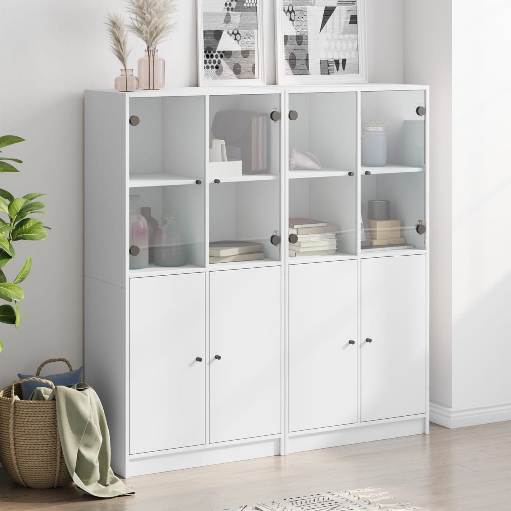 bogreol med låger 136x37x142 cm konstrueret træ hvid