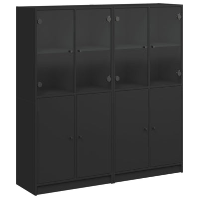 bogreol med låger 136x37x142 cm konstrueret træ sort