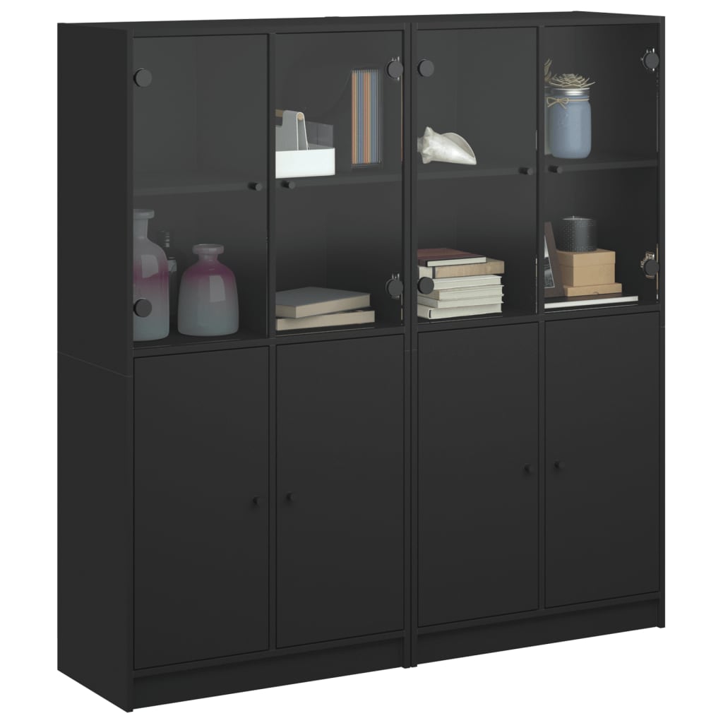 bogreol med låger 136x37x142 cm konstrueret træ sort