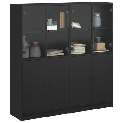 bogreol med låger 136x37x142 cm konstrueret træ sort