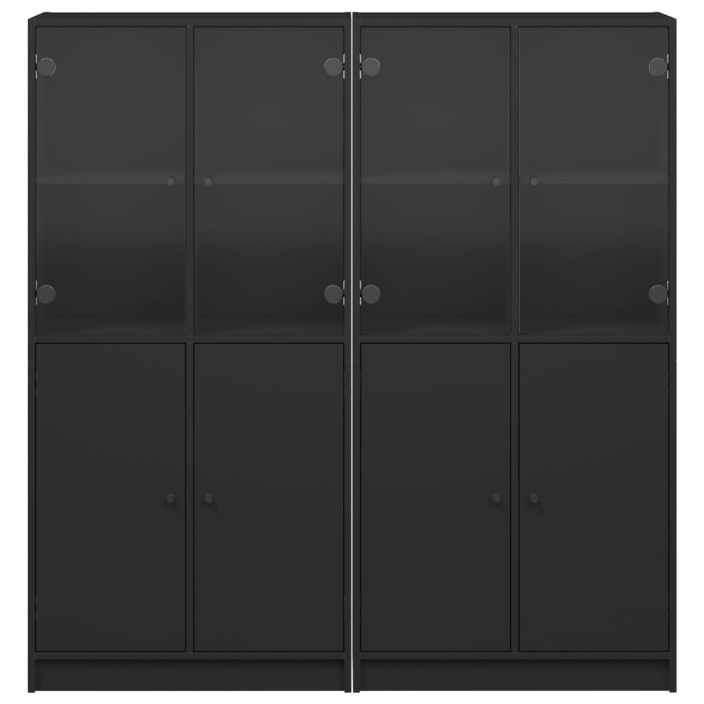 bogreol med låger 136x37x142 cm konstrueret træ sort