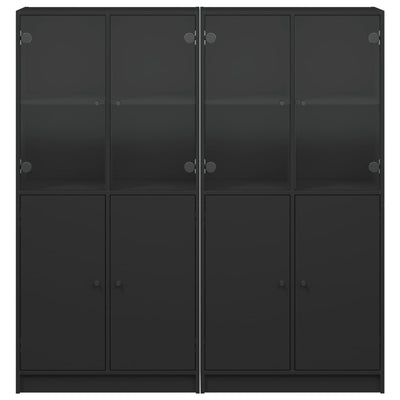 bogreol med låger 136x37x142 cm konstrueret træ sort
