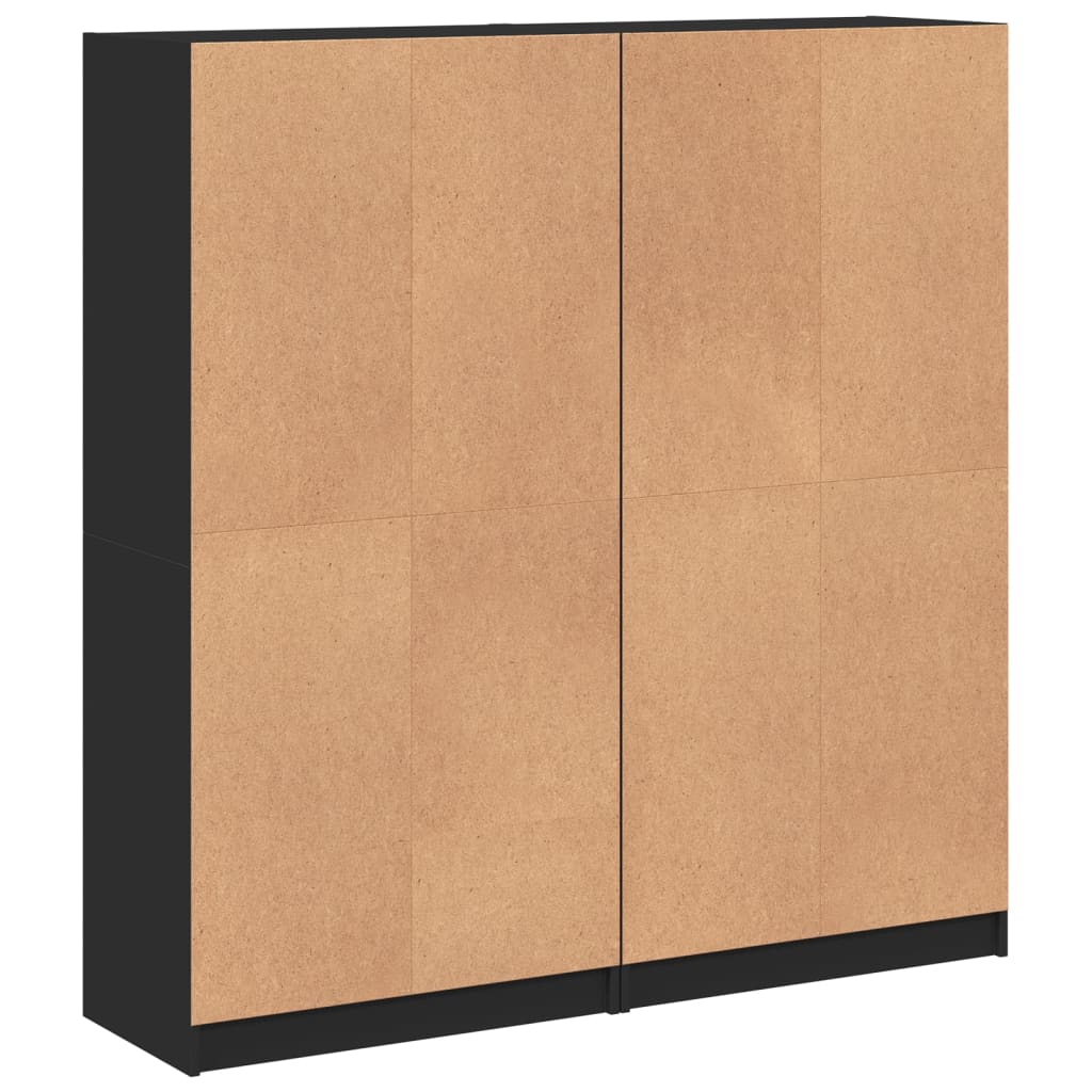 bogreol med låger 136x37x142 cm konstrueret træ sort
