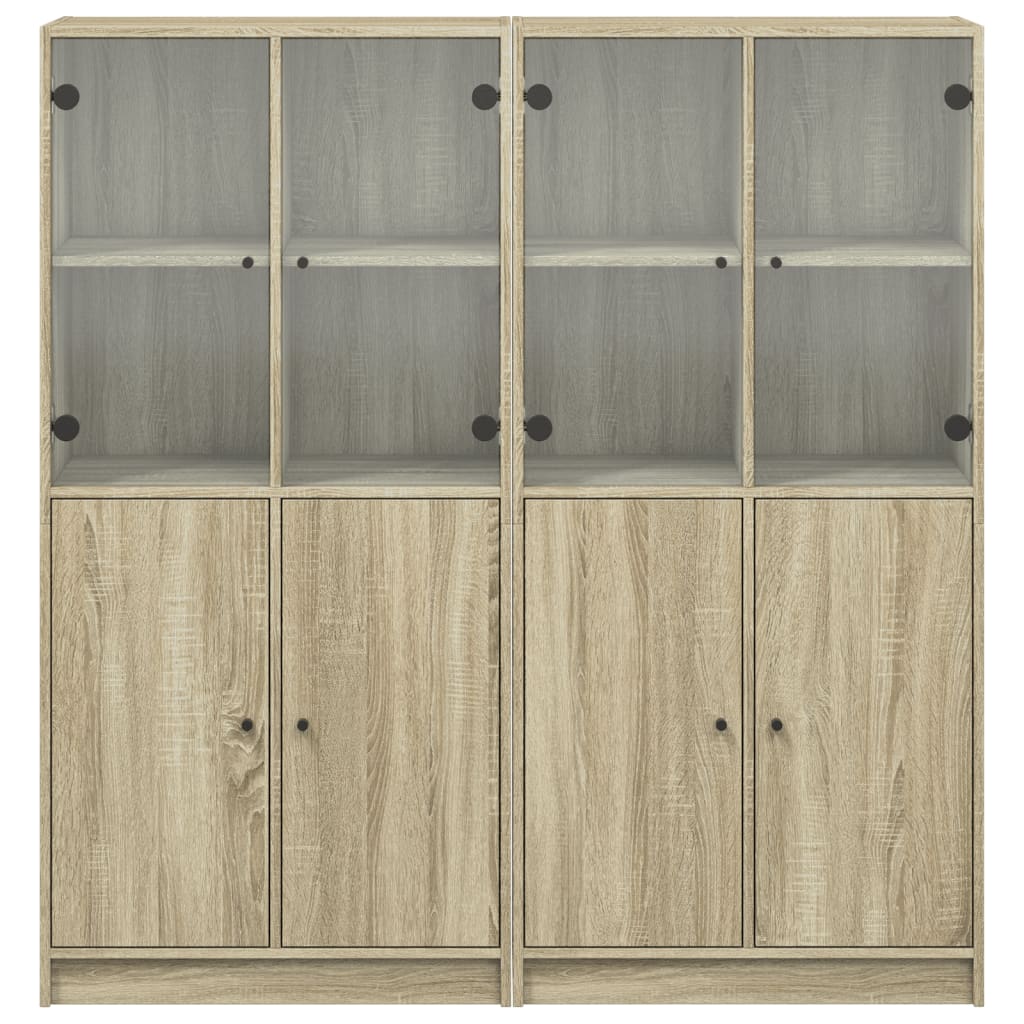 bogreol med låger 136x37x142 cm konstrueret træ sonoma-eg