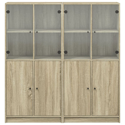 bogreol med låger 136x37x142 cm konstrueret træ sonoma-eg
