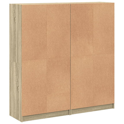 bogreol med låger 136x37x142 cm konstrueret træ sonoma-eg