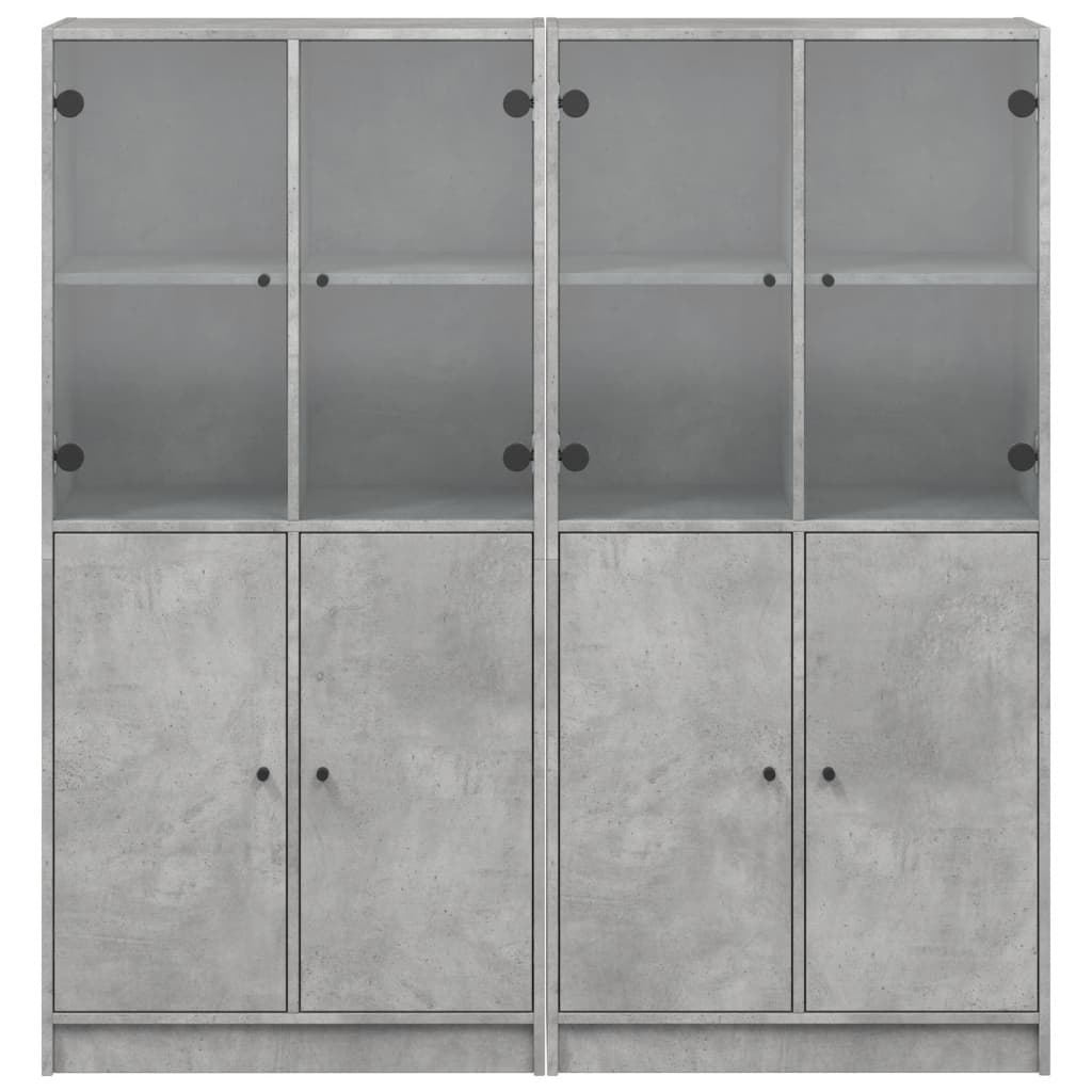 bogreol med låger 136x37x142 cm konstrueret træ betongrå