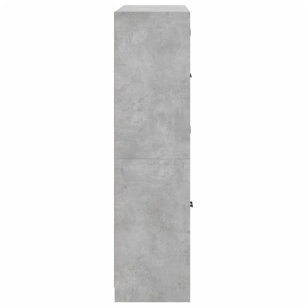 bogreol med låger 136x37x142 cm konstrueret træ betongrå