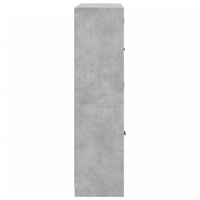 bogreol med låger 136x37x142 cm konstrueret træ betongrå
