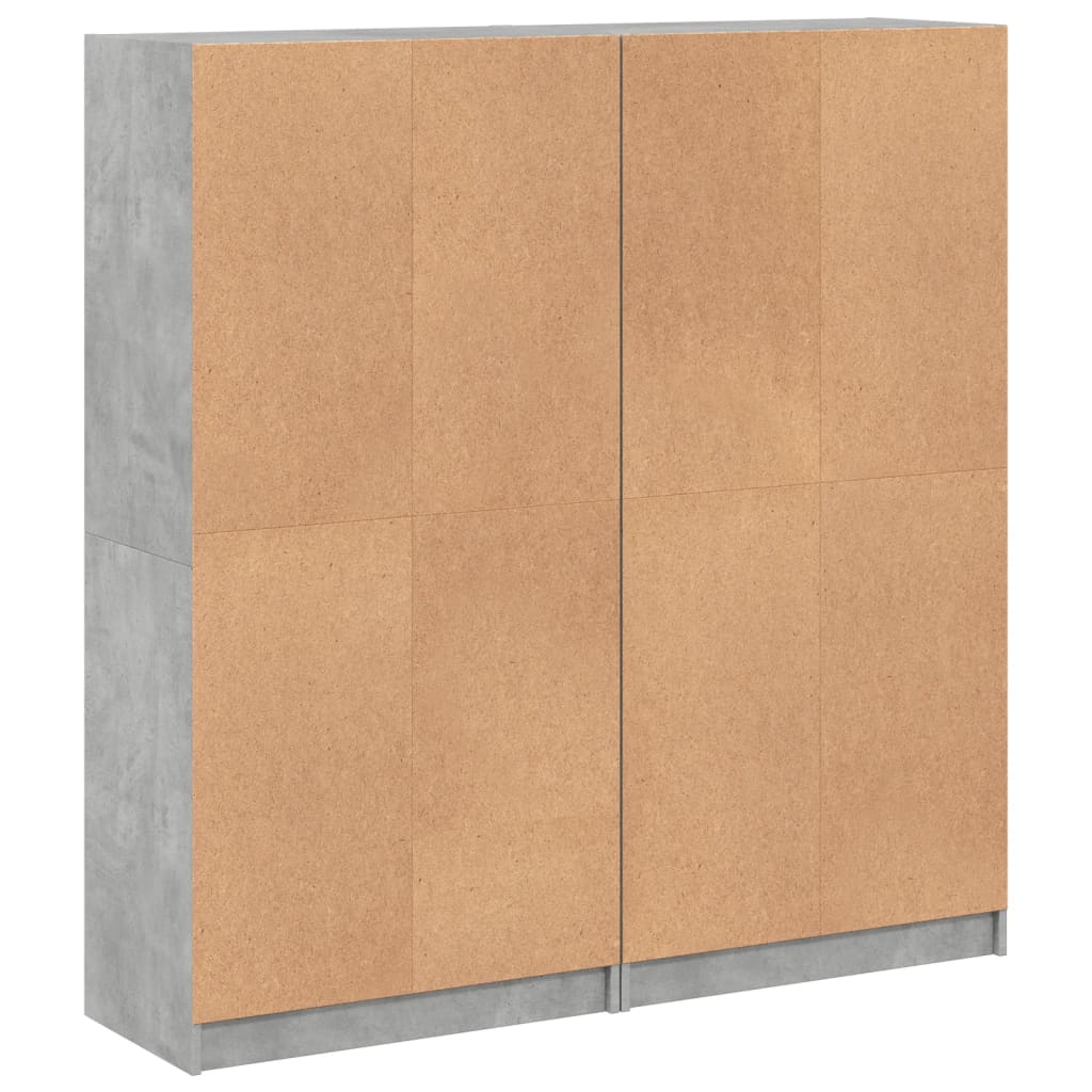 bogreol med låger 136x37x142 cm konstrueret træ betongrå