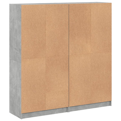bogreol med låger 136x37x142 cm konstrueret træ betongrå