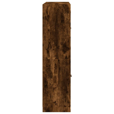 bogreol med låger 136x37x142 cm konstrueret træ røget egetræ