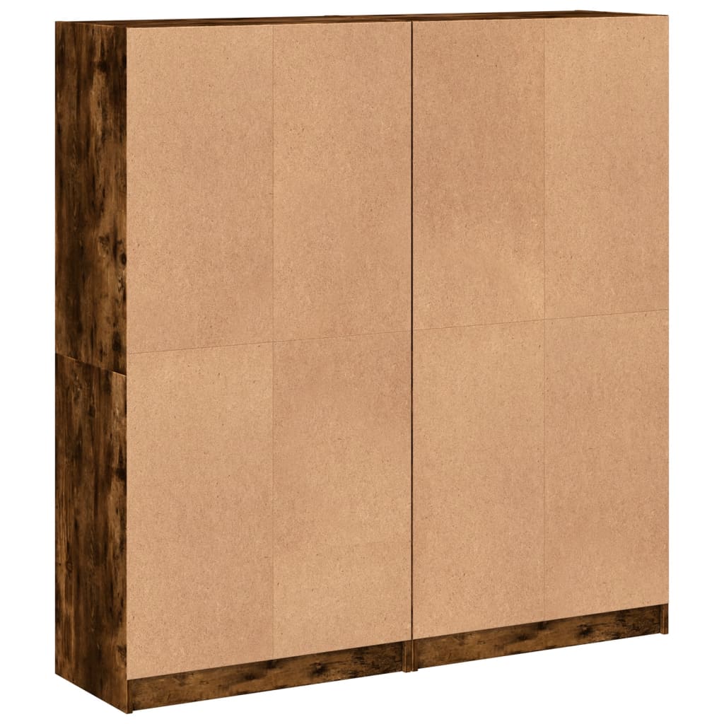 bogreol med låger 136x37x142 cm konstrueret træ røget egetræ