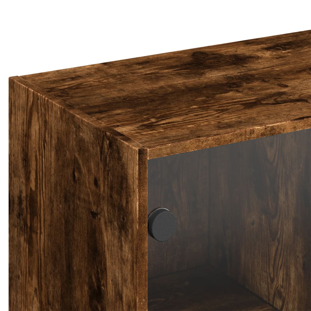 bogreol med låger 136x37x142 cm konstrueret træ røget egetræ