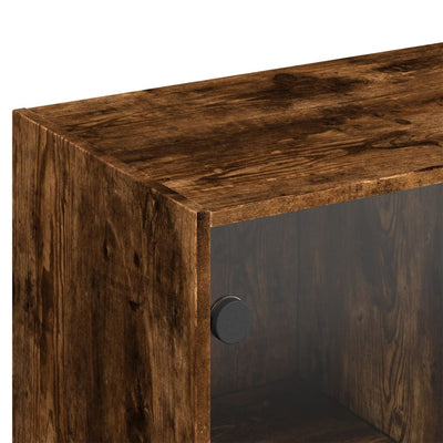 bogreol med låger 136x37x142 cm konstrueret træ røget egetræ