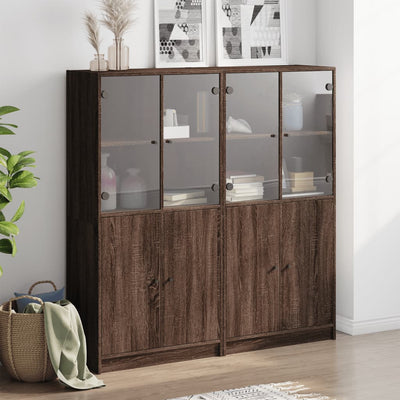 bogreol med låger 136x37x142 cm konstrueret træ brunt eg