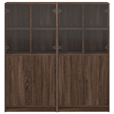bogreol med låger 136x37x142 cm konstrueret træ brunt eg