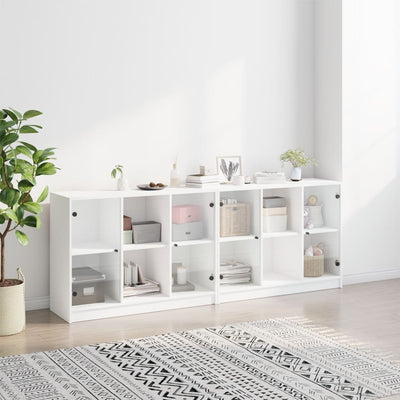 bogreol med låger 204x37x75 cm konstrueret træ hvid