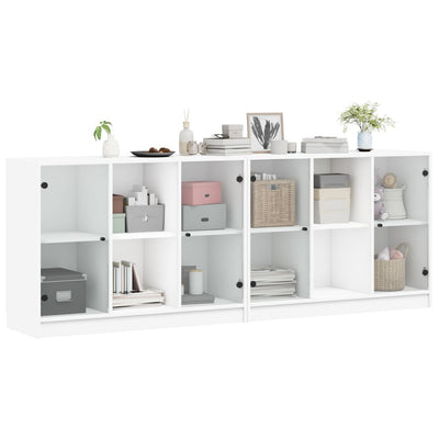 bogreol med låger 204x37x75 cm konstrueret træ hvid