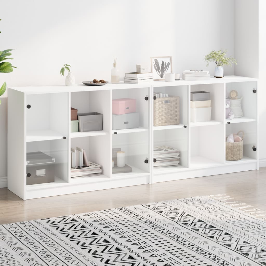 bogreol med låger 204x37x75 cm konstrueret træ hvid