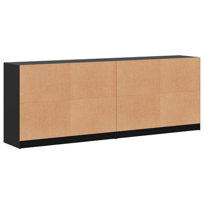 bogreol med låger 204x37x75 cm konstrueret træ sort