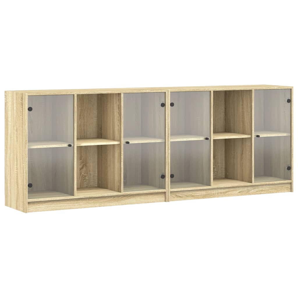 bogreol med låger 204x37x75 cm konstrueret træ sonoma-eg
