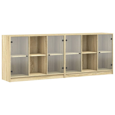 bogreol med låger 204x37x75 cm konstrueret træ sonoma-eg