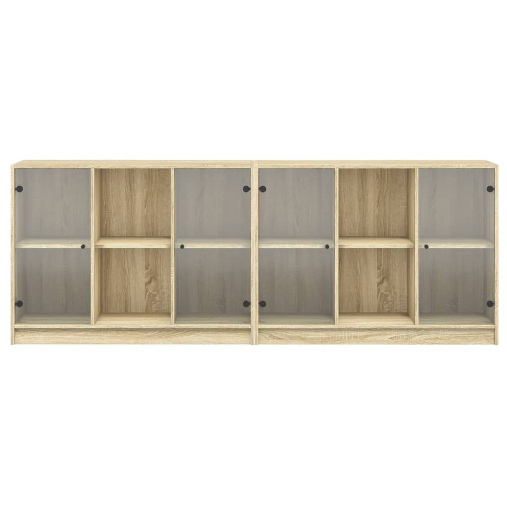 bogreol med låger 204x37x75 cm konstrueret træ sonoma-eg