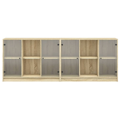 bogreol med låger 204x37x75 cm konstrueret træ sonoma-eg