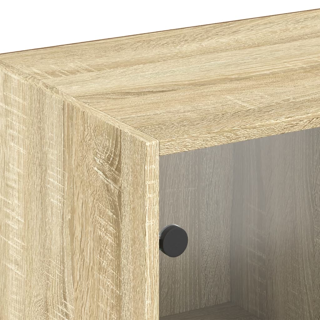 bogreol med låger 204x37x75 cm konstrueret træ sonoma-eg