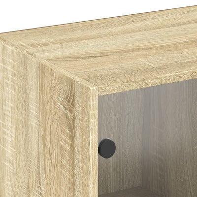 bogreol med låger 204x37x75 cm konstrueret træ sonoma-eg