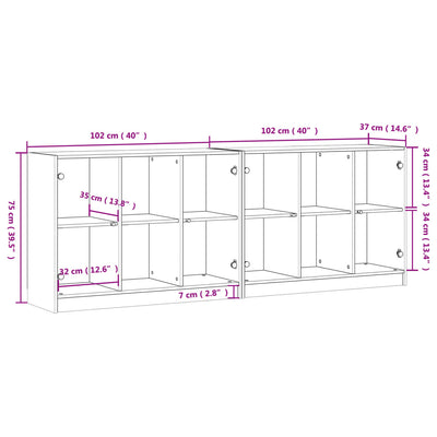 bogreol med låger 204x37x75 cm konstrueret træ sonoma-eg