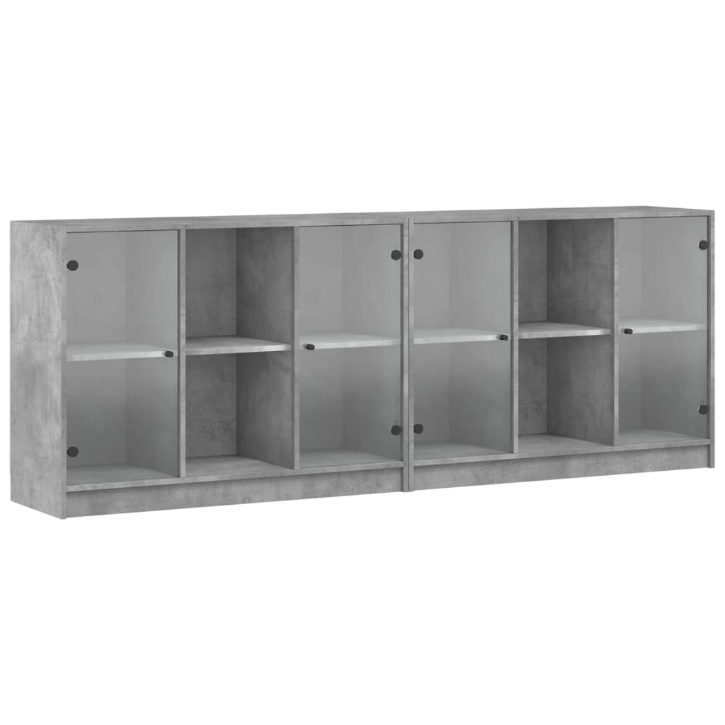 bogreol med låger 204x37x75 cm konstrueret træ betongrå
