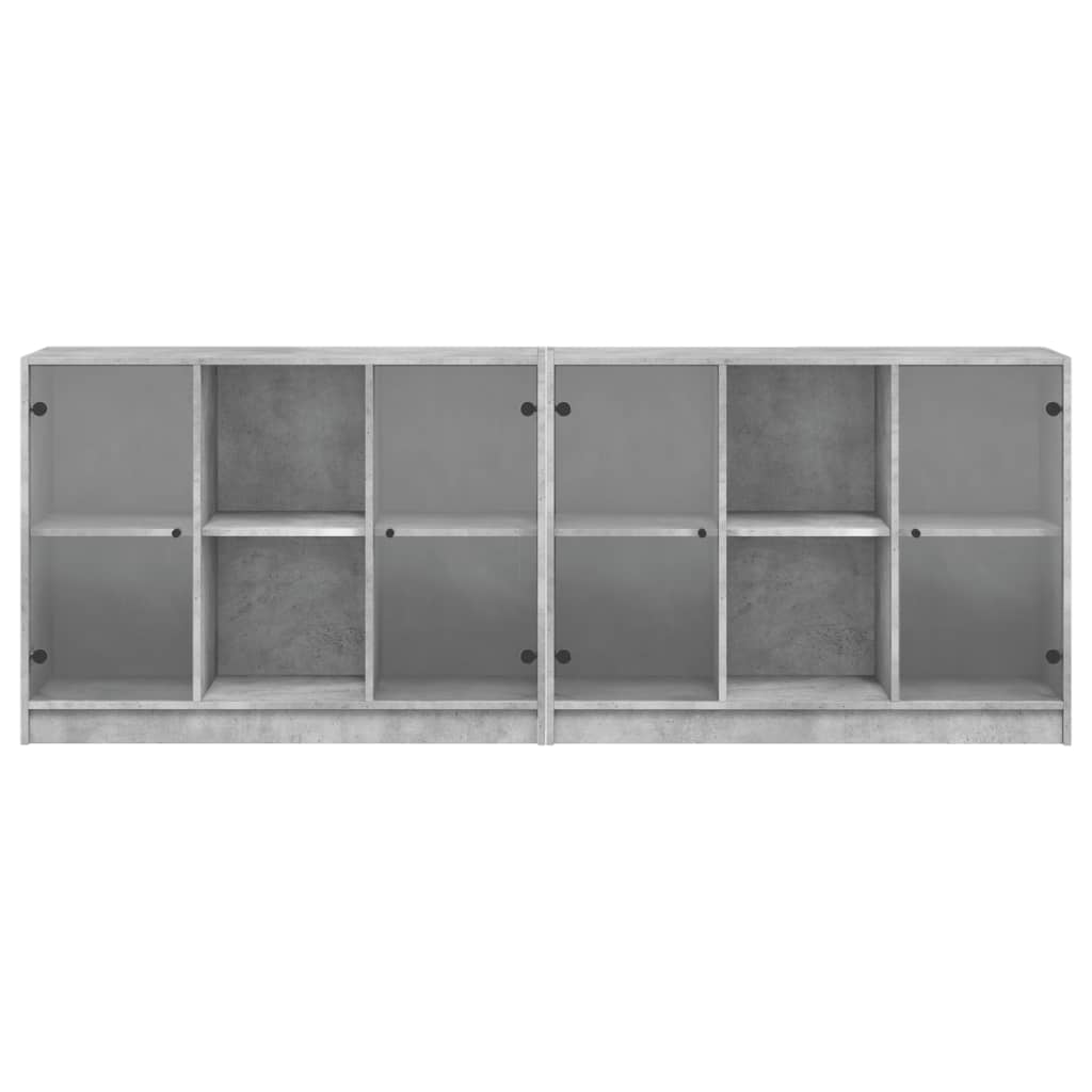 bogreol med låger 204x37x75 cm konstrueret træ betongrå