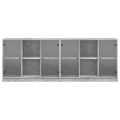 bogreol med låger 204x37x75 cm konstrueret træ betongrå