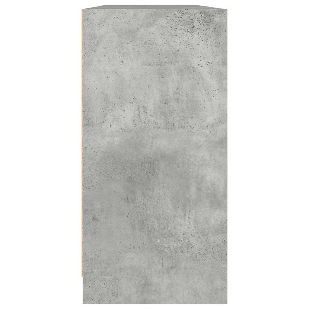 bogreol med låger 204x37x75 cm konstrueret træ betongrå
