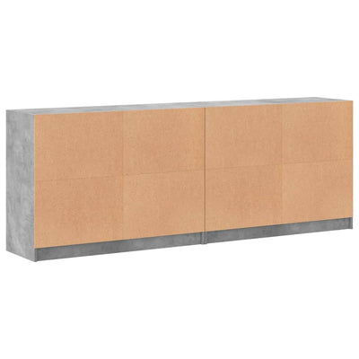 bogreol med låger 204x37x75 cm konstrueret træ betongrå