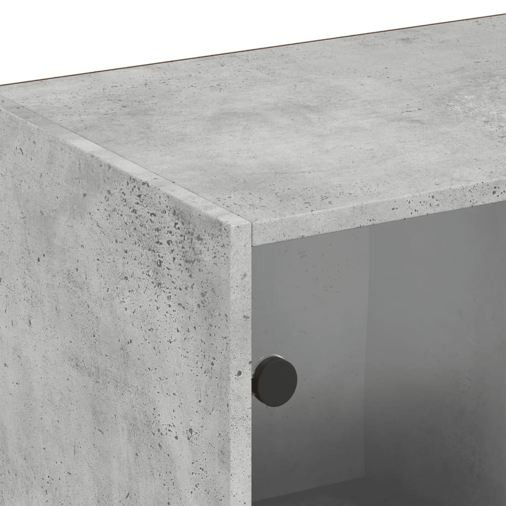 bogreol med låger 204x37x75 cm konstrueret træ betongrå