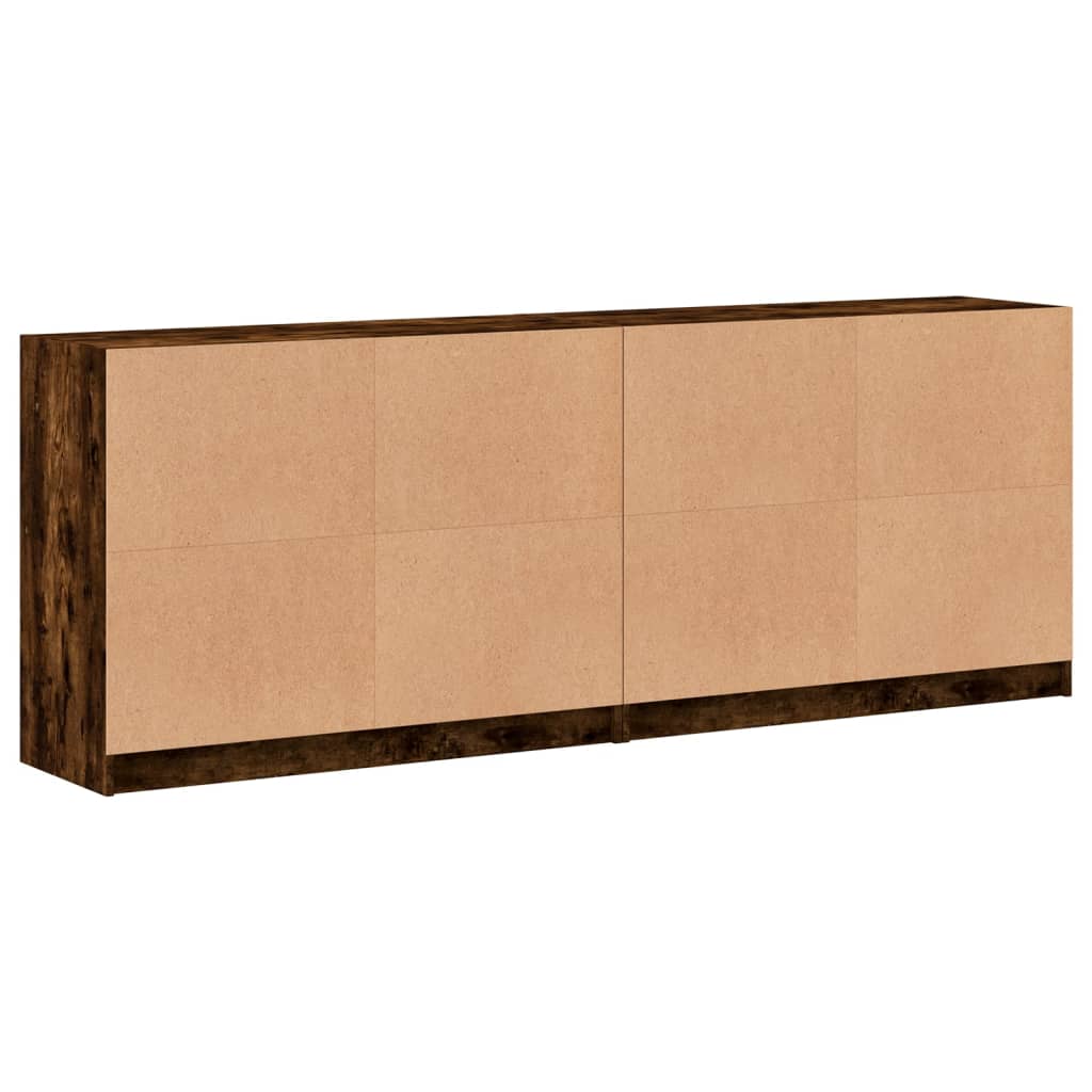 bogreol med låger 204x37x75 cm konstrueret træ røget egetræ