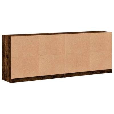 bogreol med låger 204x37x75 cm konstrueret træ røget egetræ