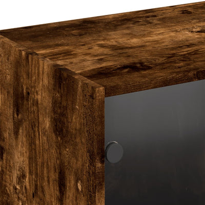 bogreol med låger 204x37x75 cm konstrueret træ røget egetræ