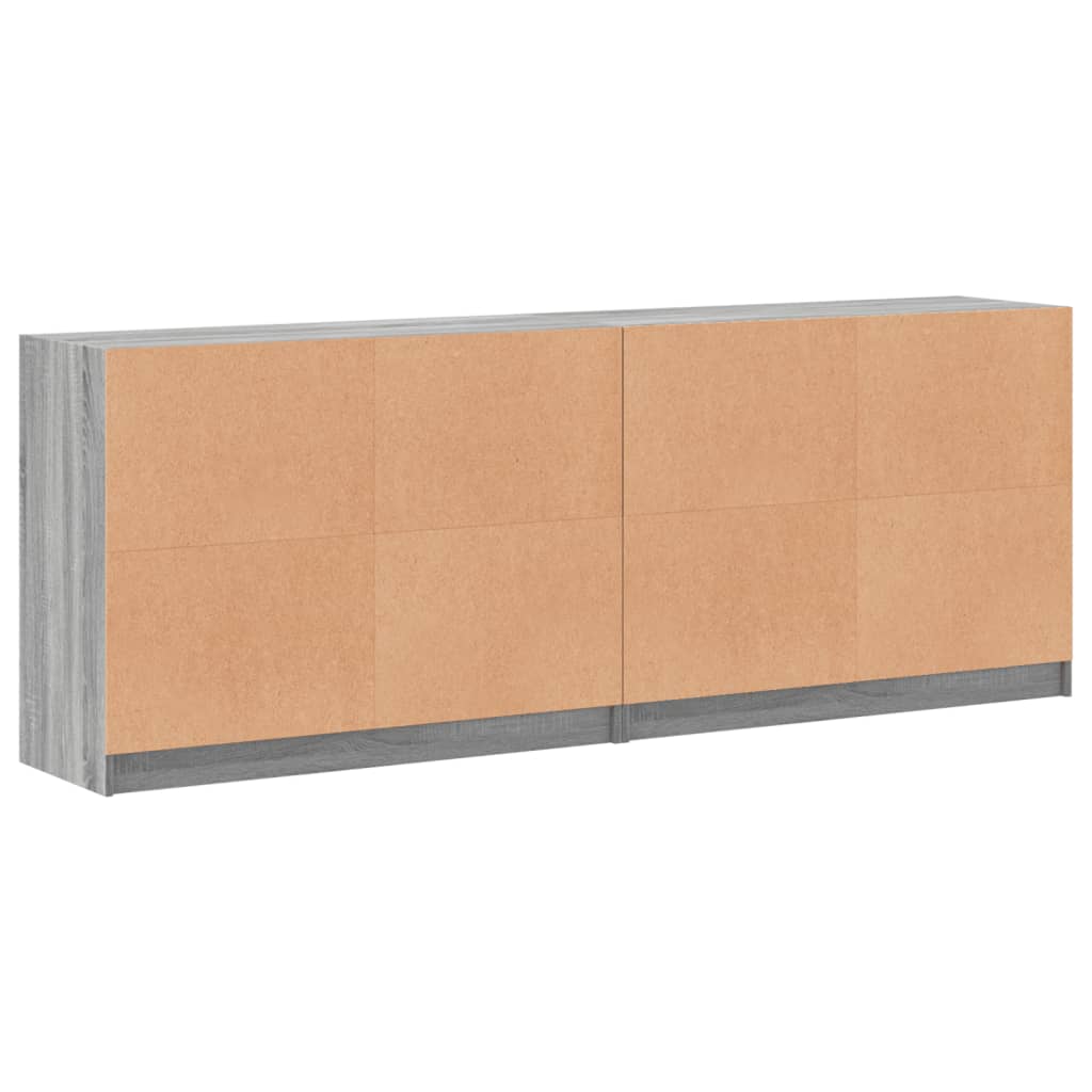 bogreol med låger 204x37x75 cm konstrueret træ grå sonoma
