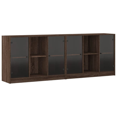 bogreol med låger 204x37x75 cm konstrueret træ brunt eg