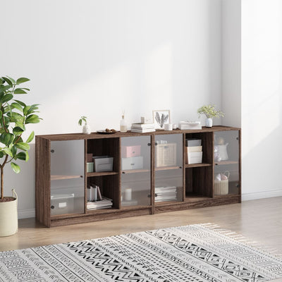 bogreol med låger 204x37x75 cm konstrueret træ brunt eg