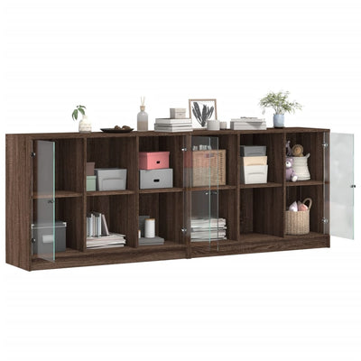 bogreol med låger 204x37x75 cm konstrueret træ brunt eg