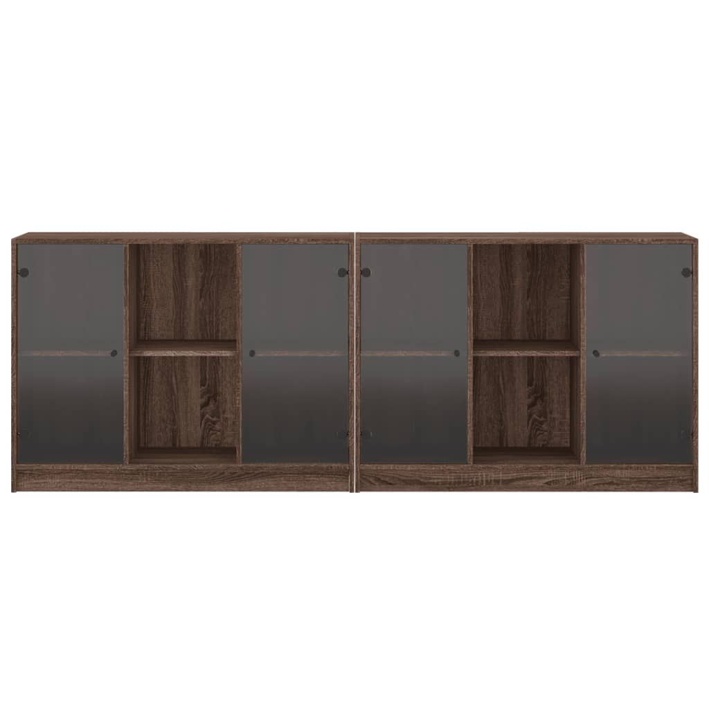 bogreol med låger 204x37x75 cm konstrueret træ brunt eg