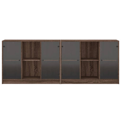 bogreol med låger 204x37x75 cm konstrueret træ brunt eg