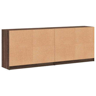 bogreol med låger 204x37x75 cm konstrueret træ brunt eg