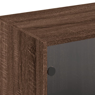 bogreol med låger 204x37x75 cm konstrueret træ brunt eg